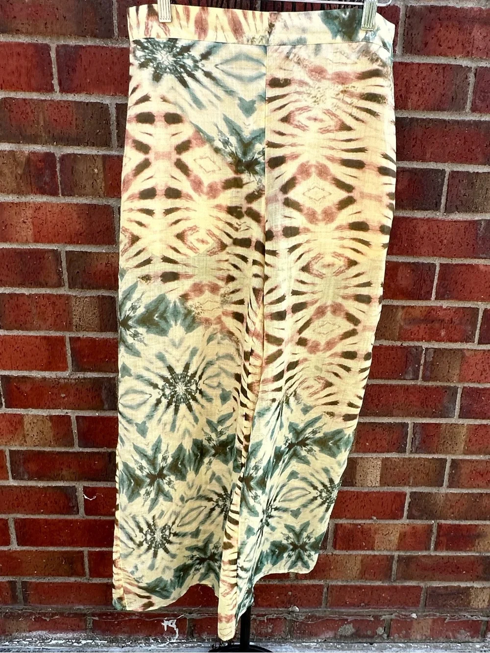Zara Palazzo-Style Pants Sheer Wide Leg Swimwear Cover-up Trouser Beachy Tie-Dye